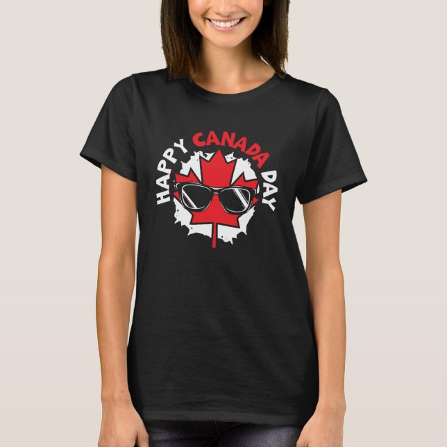 T-shirt Happy Canada Day Canadian Canada Flag Maple Leaf   (Devant)