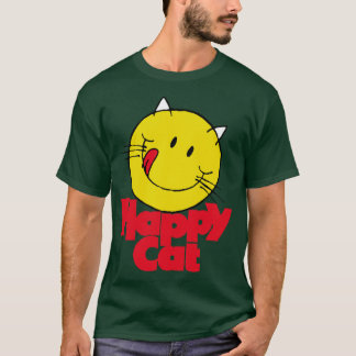 T-shirt Happy Cat Food 1980s Vintage Cat Lovers gift frien