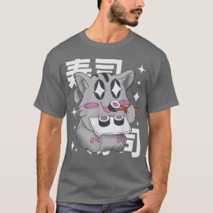 T-shirt Happy Cat Manger Sushi Japon Style Kawaii Anime Su