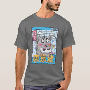 T-shirt Happy Cat Manger Sushi Vaporwave Aesthétique Anime