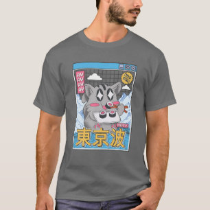 T-shirt Happy Cat Manger Sushi Vaporwave Aesthétique Anime