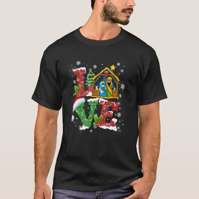 T-shirt Happy Christmas Love Nativity Laurie Furnell XMas  (Devant)