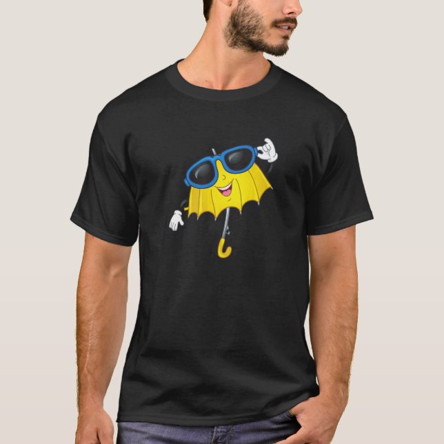 T-shirt Happy Cool Yellow Umbrella and Sunglasses for Men  (Devant)