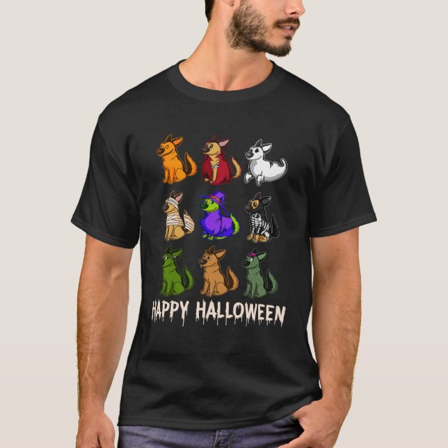 T-shirt Happy Cute German Shepherd Dog Witch Mummy Hallowe (Devant)