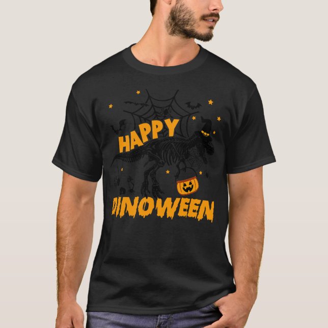 T-shirt Happy Dinoween Funny Dinosaur Skeleton Halloween K (Devant)