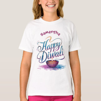 T-shirt Happy Diwali customisable white 