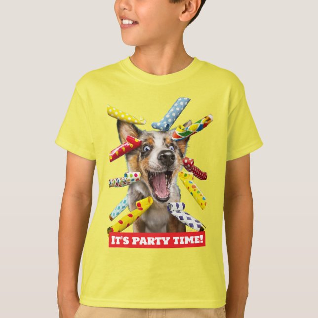 T-shirt Happy Dog Party Blowers (Devant)