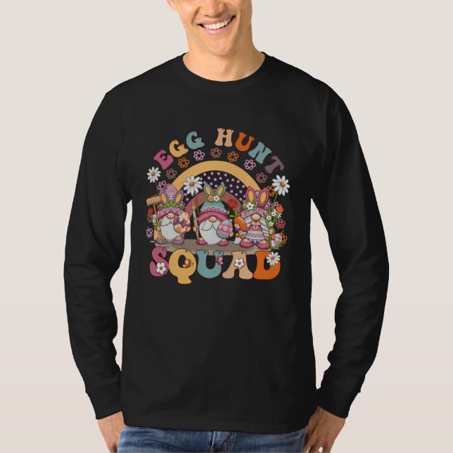 T-shirt Happy Easter Bunny Rainbow  Gnome Egg hunt Squad (Devant)