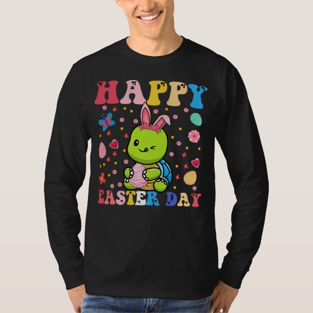 T-shirt Happy Easter Bunny Turtle  Easter Day Groovy (Devant)