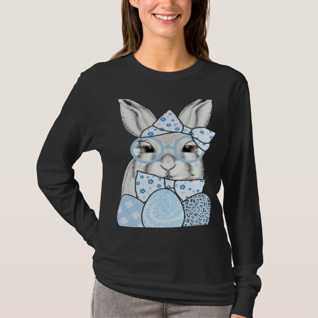 T-shirt Happy Easter Day Cute Bunny Rabbit Face Tie Dye Gl (Devant)