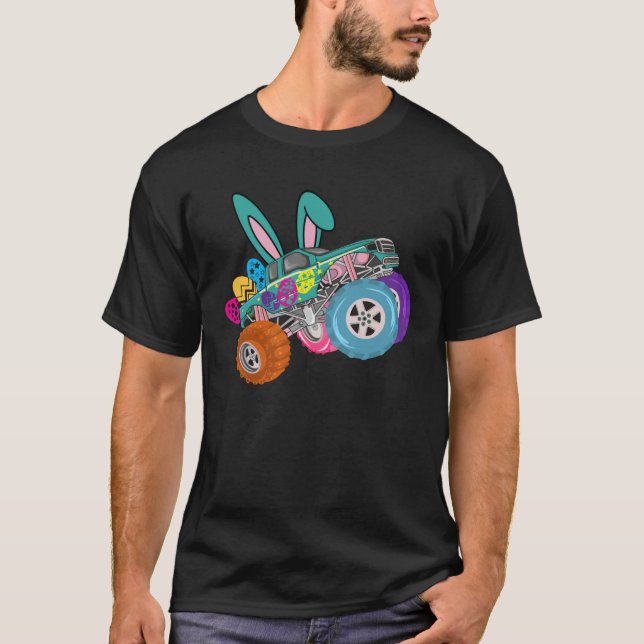 T-shirt Happy Easter  Easter Bunny Monster Truck (Devant)