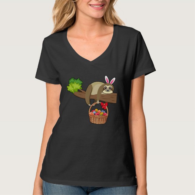 T-shirt Happy Easter Egg Hunt With Sloth (Devant)