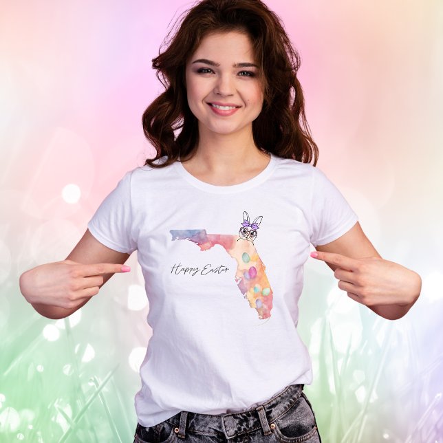 T-shirt Happy Easter Florida State Pastel Eggs and Bunny (Créateur téléchargé)