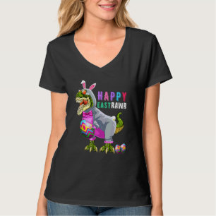 T-shirt Happy Eastrawr T Rex Dinosaur Easter Bunny Egg Cos