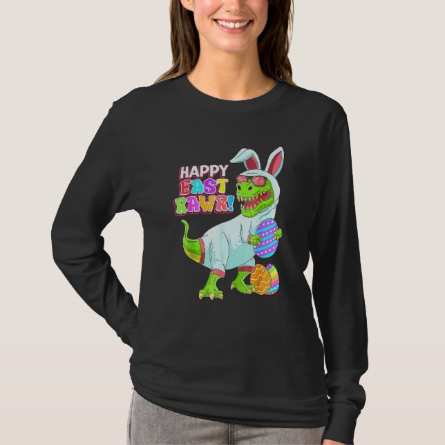 T-shirt Happy Eastrawr T Rex Dinosaur Easter Bunny Egg Cos (Devant)