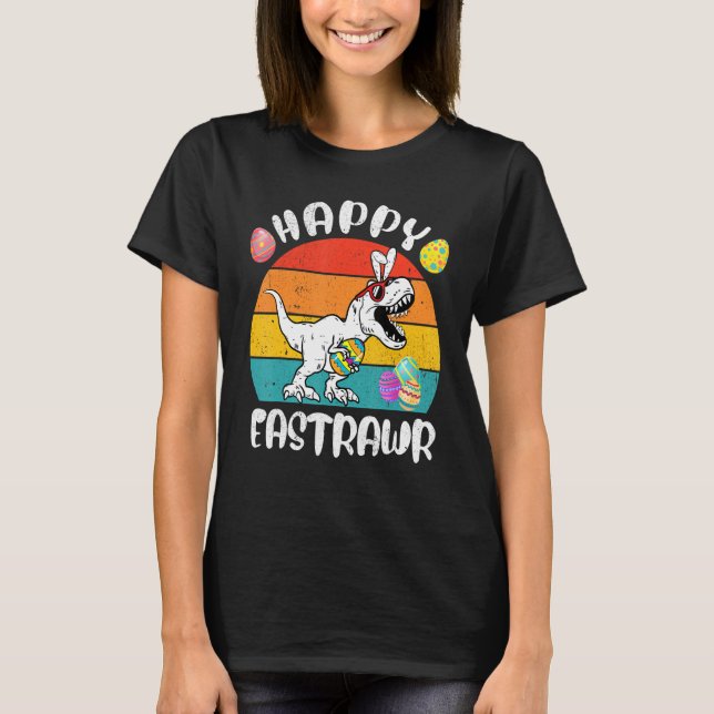 T-shirt Happy Eastrawr T Rex Dinosaur Easter Bunny Egg Cos (Devant)