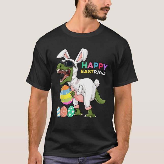 T-shirt Happy Eastrawr T Rex Easter Bunny Dinosaur Eggs Bo (Devant)
