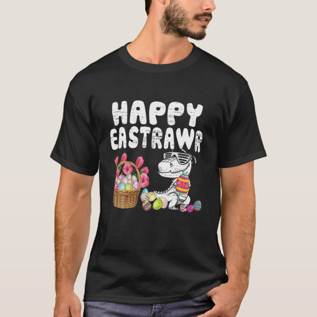 T-shirt Happy EEastrawr T Rex Dinosaur Easter Bunny Egg To (Devant)