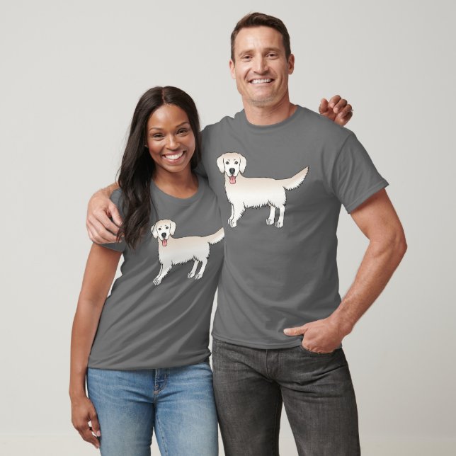 T-shirt Happy English Cream Golden Retriever Cartoon Chien (Unisexe)