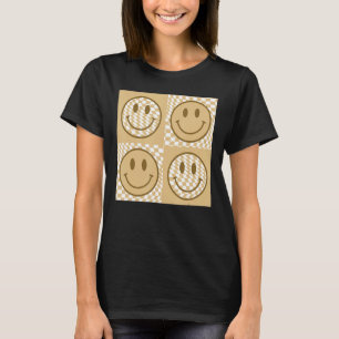 T-shirt Happy Face À damiers Motif Smile Face Meme