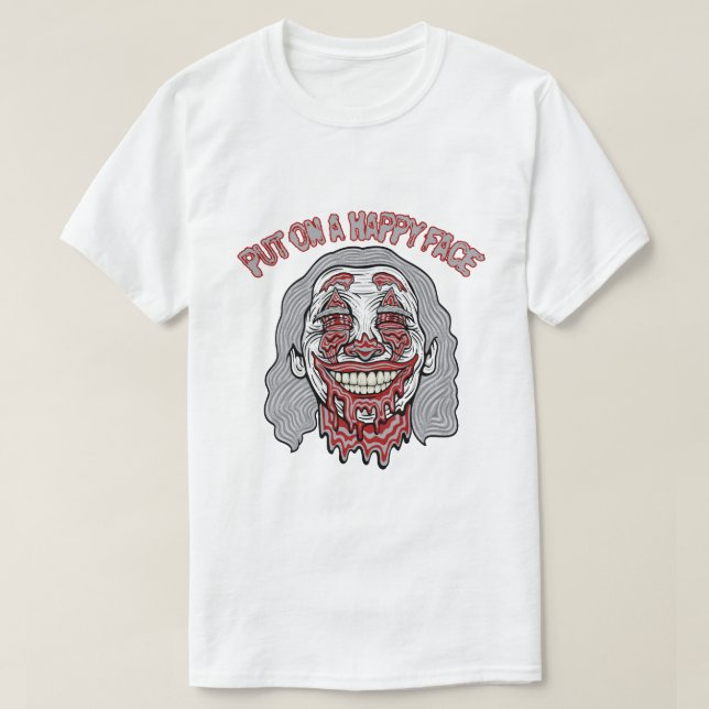 T-shirt Happy Face Méchant Tee - Souriant avec un côté fon (Design devant)