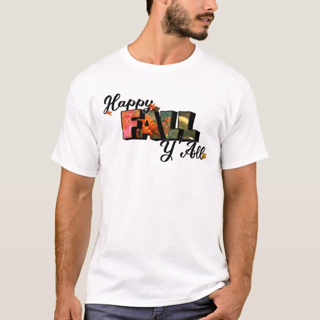 T-shirt Happy Fall Big Letter Art numérique (Devant)