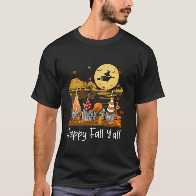 T-shirt Happy Fall Y all Gnome Ami Citrouille Funny Automn (Devant)