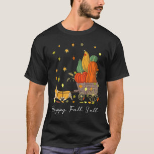 T-shirt Happy Fall Y'All Corgi & Citrouille Autumn Leaves 