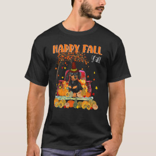 T-shirt Happy Fall Y'all Dachshund Dog on Truck Pumkin Fa