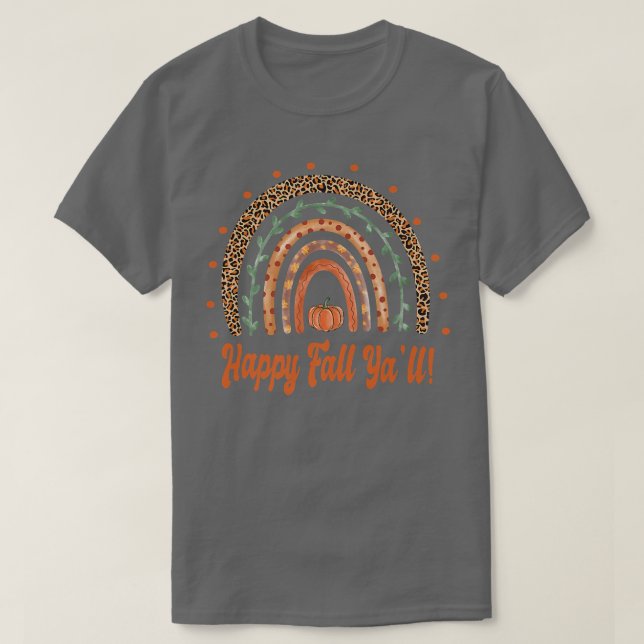 T-shirt Happy Fall Ya'll - Fall Automne Boho Rainbow - Leo (Design devant)