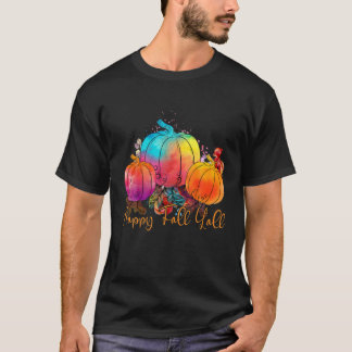 T-shirt Happy Fall Y'all Funny Citrouille Aquarelle
