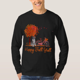 T-shirt Happy Fall Yall Funny Schnauzer Dog Autumn Bicycle