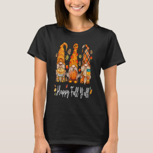 T-shirt Happy Fall Y'all Gnome Camion Citrouille Automne M