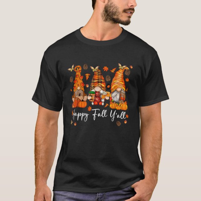 T-shirt Happy Fall Yall Gnome Citrouille Funny Autumn Gnom (Devant)