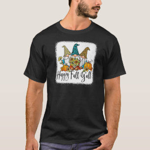 T-shirt Happy Fall Y'all Gnome Leopard Citrouille Funny Au