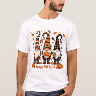 T-shirt Happy Fall Y'all Gnomes, Gnomes Citrouille Automne
