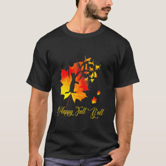 T-shirt Happy Fall Yall Halloween-Cat Leaf-Meilleures Idée