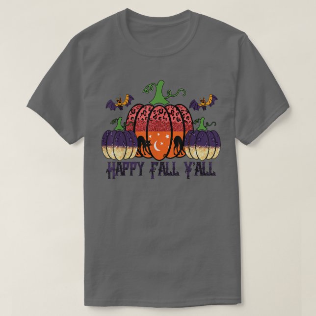 T-shirt Happy Fall Yall Halloween Citrouille, Automne Mer  (Design devant)