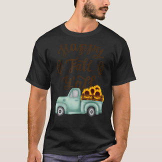 T-shirt Happy Fall Y'all Vintage camion tournesols Automne