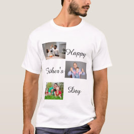 T-shirt Happy Fête des pères 3 Photo Collage personnalisé