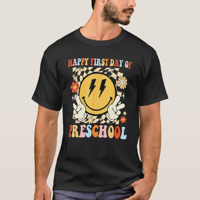 T-shirt Happy First Day Of Preschool Back To School (Devant)
