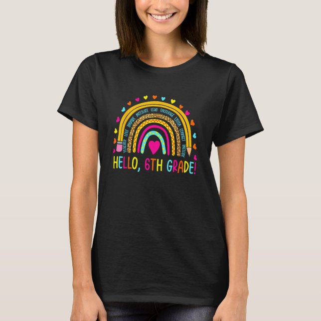 T-shirt Happy First Day Of School Hello 6th Grade Teacher  (Devant)