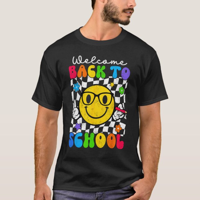 T-shirt Happy First Day of School Smile Happy Face Back To (Devant)