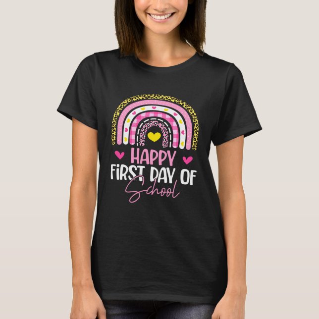 T-shirt Happy First Day School Rainbow Welcome Back To Sch (Devant)