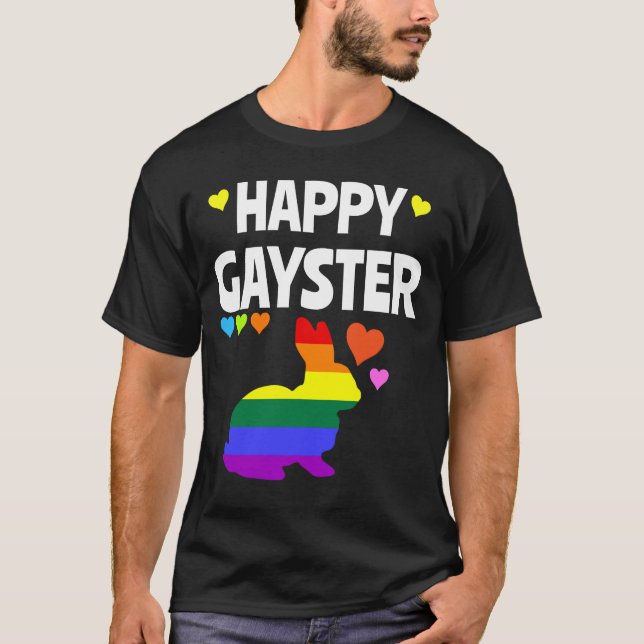T-shirt Happy Gayster Funny LGBT Gay pride Chasse aux oeuf (Devant)