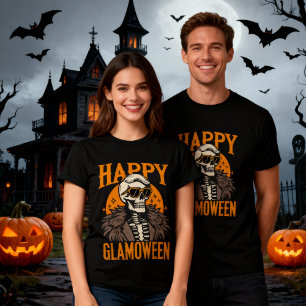 T-shirt Happy Glamoween Glamourous Halloween Squelette