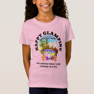 T-Shirt HAPPY GLAMPING Nom personnalisé Famille Camping En
