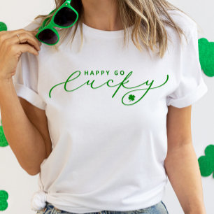 T-shirt Happy Go Lucky St. Patrick's Day Jote Green Script
