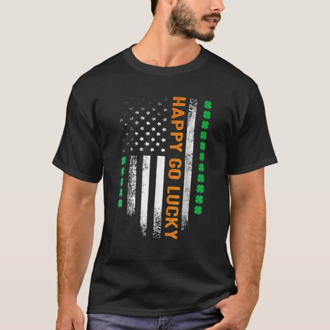 T-shirt Happy Go Lucky St Patrick's Day Shamrock Irish Pat (Devant)