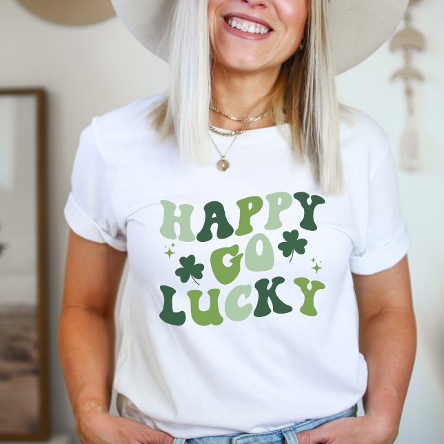 T-shirt Happy Go Lucky St Patrick's Day Shirt (Happy Go Lucky, St. Patrick's Day, Irish Vibes, Shamrock Chic, Luck of the Irish, Festive Tee, Celeb)